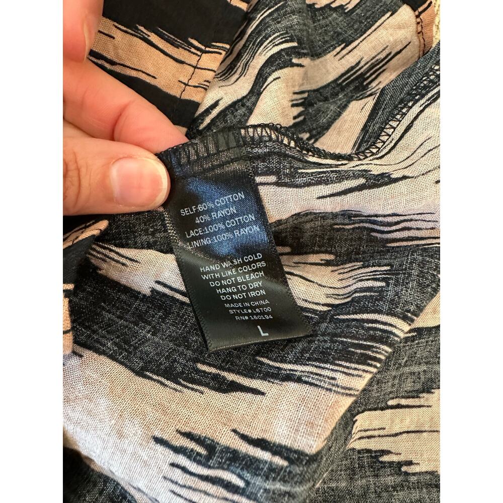 By Together NWT Square Neck Gauze Blouse Black Lace Detail Large - Picture 7 of 7